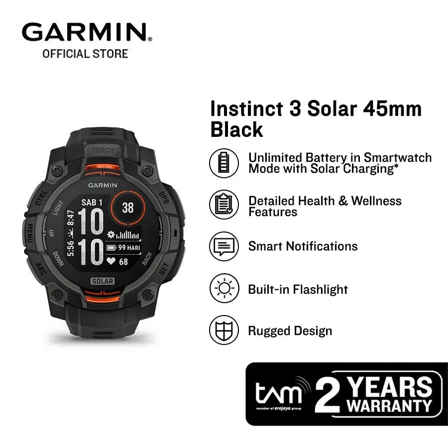 Garmin Instinct 3 Solar 45mm - Black