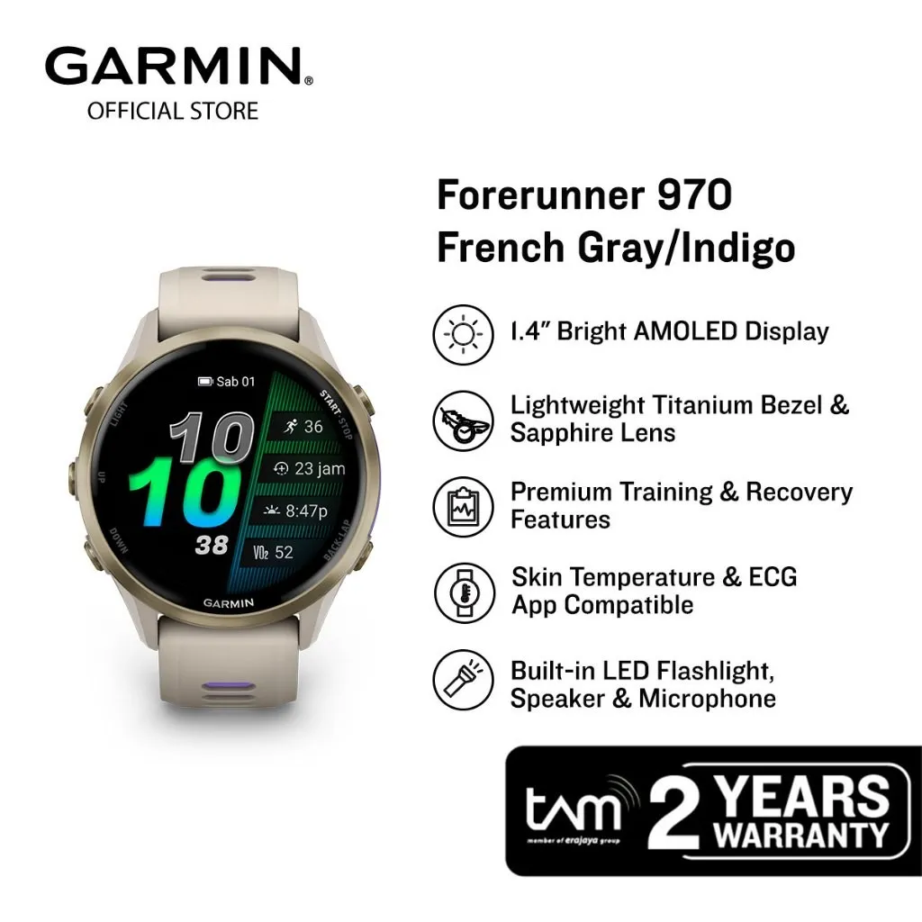 Garmin Forerunner 970 - French Gray/Indigo