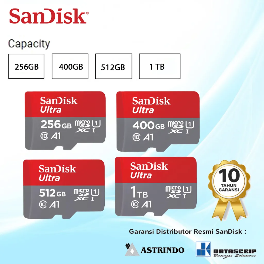 Memory Card | Micro SD 256GB | 400GB | 512GB SanDisk Ultra A1 Up to 150Mbps Class 10 - Garansi Resmi 10 Tahun