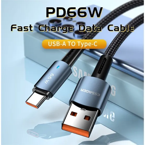 Essager Sunset 66W 6A Kabel Data Type-C / Charger USB Tipe C Type-C Cable Fast Charging Untuk OPPO / VIVO / Samsung