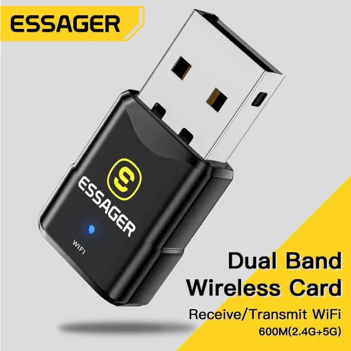 Essager USB Adapter Penangkap Signal WiFi Receiver Dual Band 2.4GHz 5GHz Wireless PC Komputer Laptop