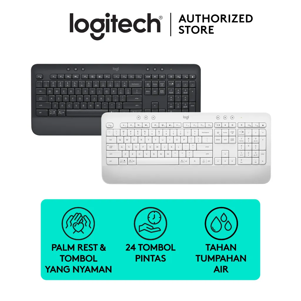 Logitech Signature K650 Keyboard Wireless Bluetooth Comfort dengan MultiOS Layout