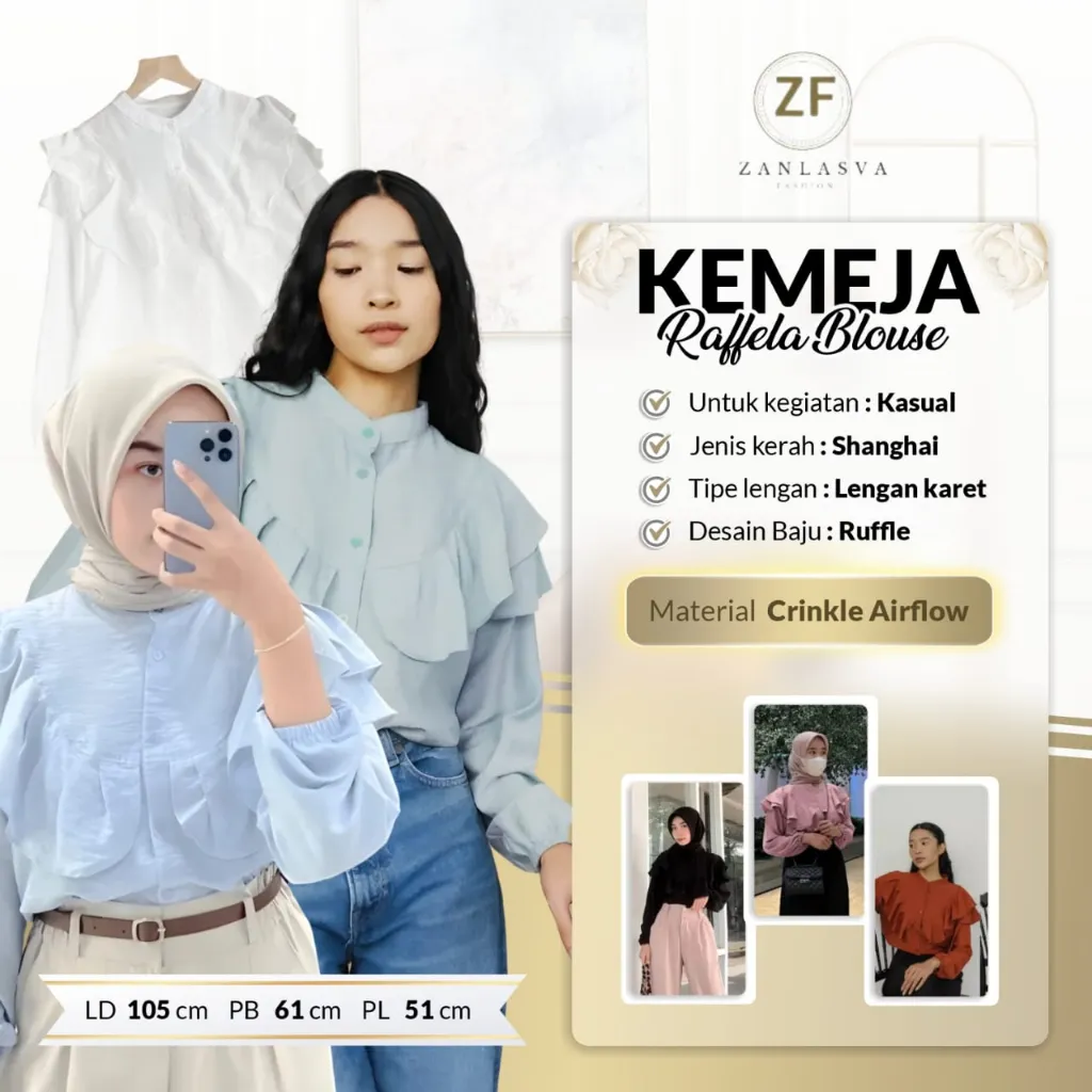 Baju Atasan Wanita Terbaru - Kemeja Blus Raffela Baju Atasan Wanita Elegan