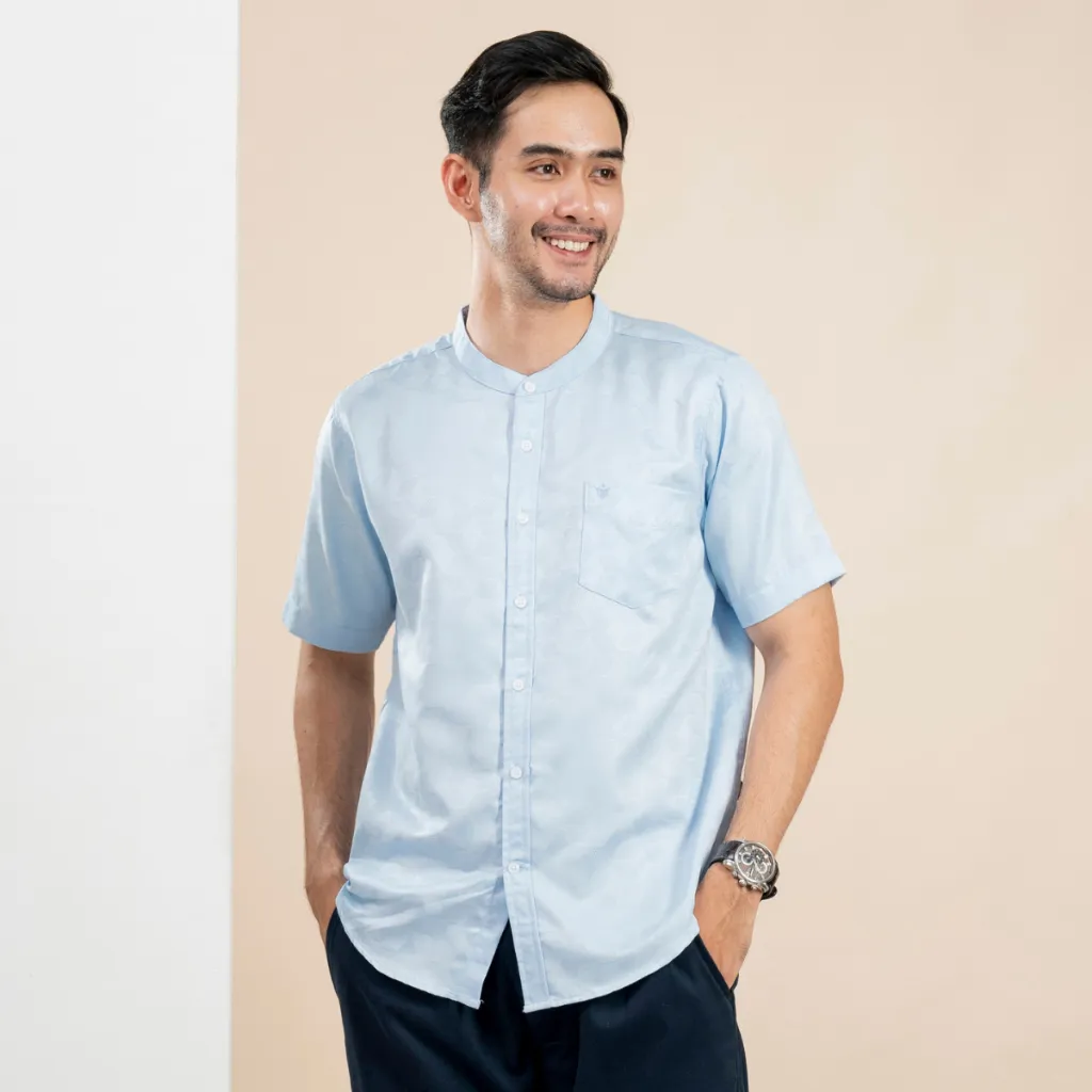 Muslimadani Baju Koko HOUDA Lengan Pendek Kemko Dewasa Exclusive Kemeja Koko Semi Slimfit