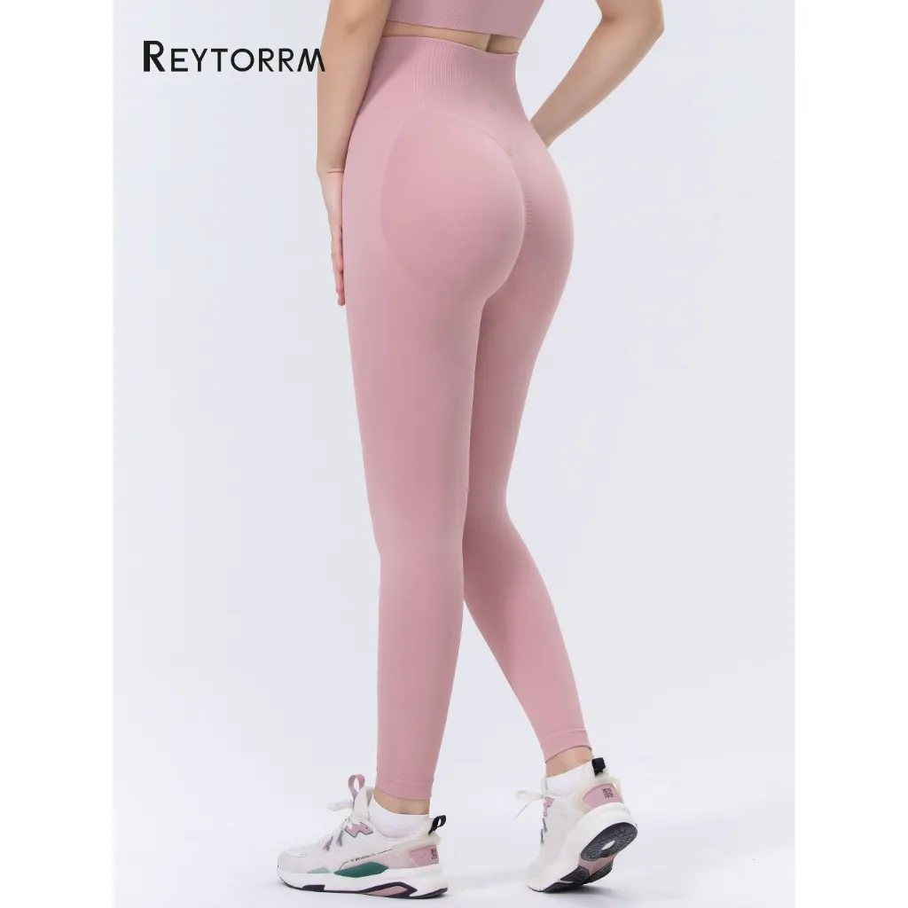 Reytorrm LYCRA®  Seamless Legging Celana Olahraga Wanita High Waist Running Yoga Gym Pants Sport(CK04）