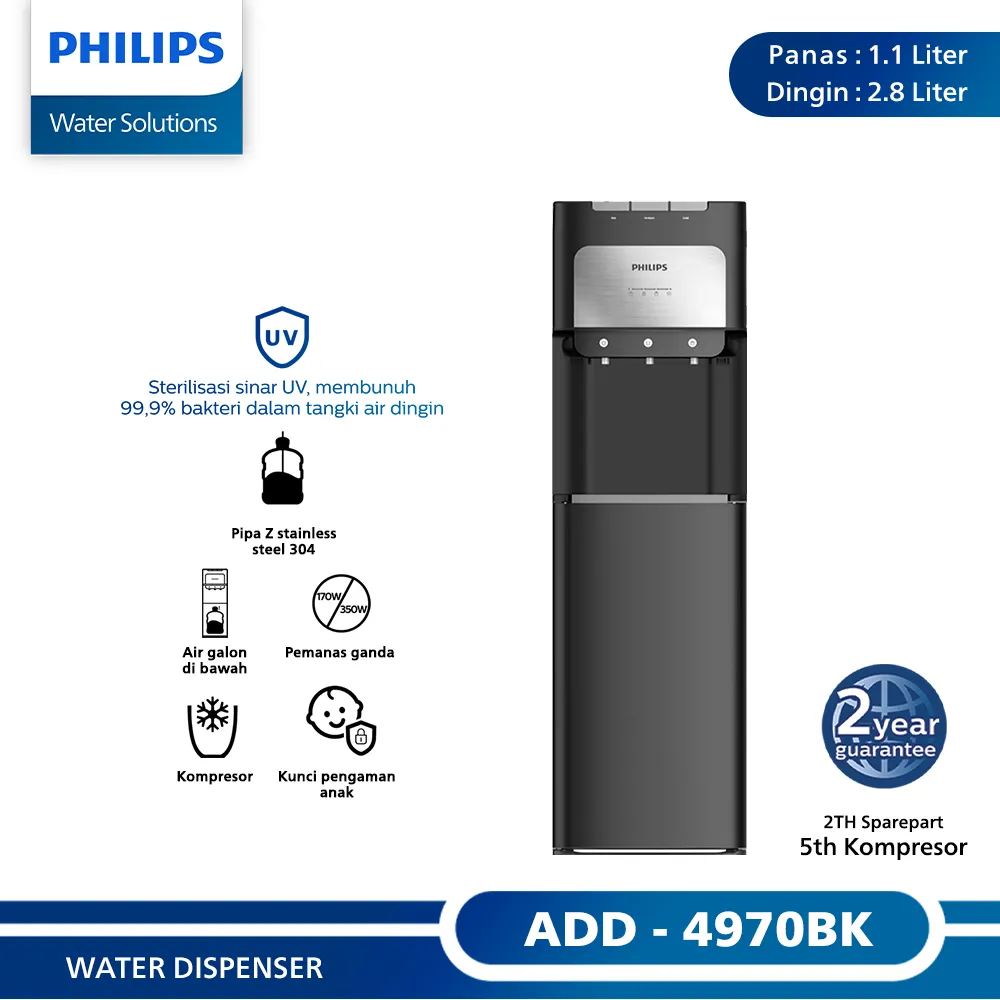 Philips Water Dispenser Bottom Loading ADD4970BK - Hitam (UV Technology)
