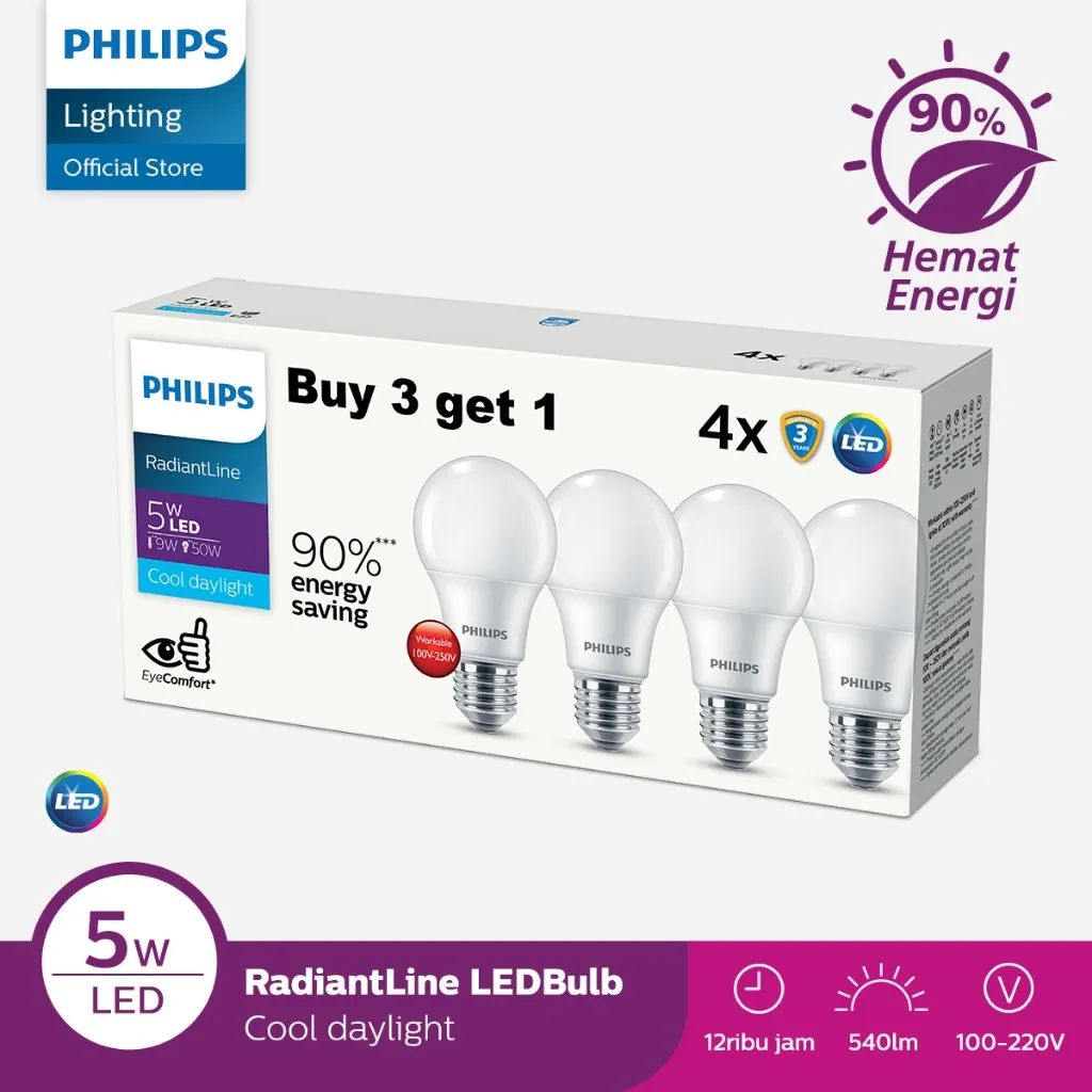 Philips RadiantLine Multipack LEDBulb 5W 6500K