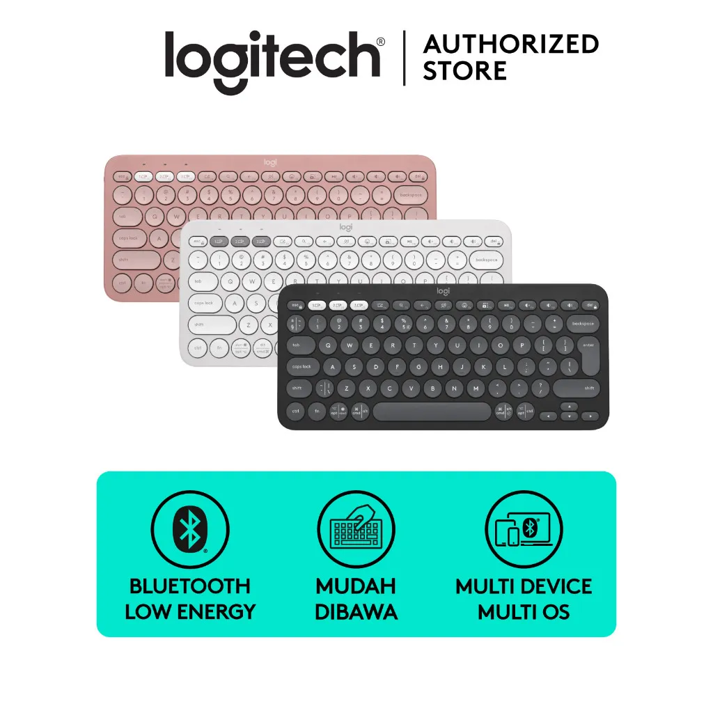 Logitech Pebble Keys 2 K380s Keyboard Wireless Bluetooth® Multi Perangkat