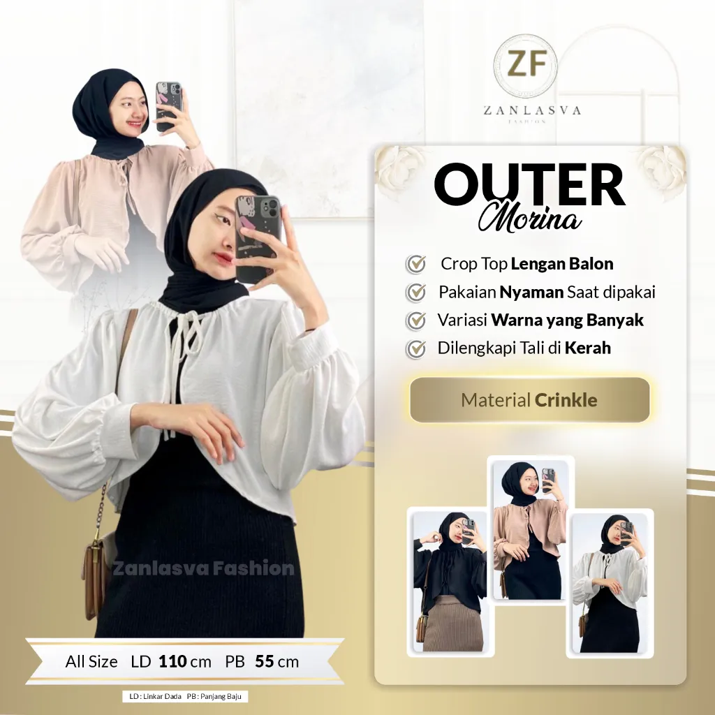 Zanlasva Fashion - Morina Crinkle Outer Cardigan Muslim Wanita Terlaris