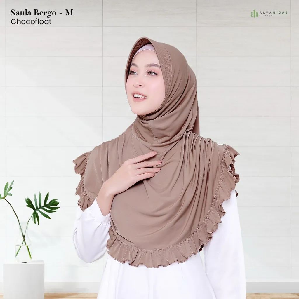 ALYAHIJAB - Saula Bergo Size M | Bergo Instan Ruffles | Jersey | Gaya Elegan, Stylish dan Nyaman