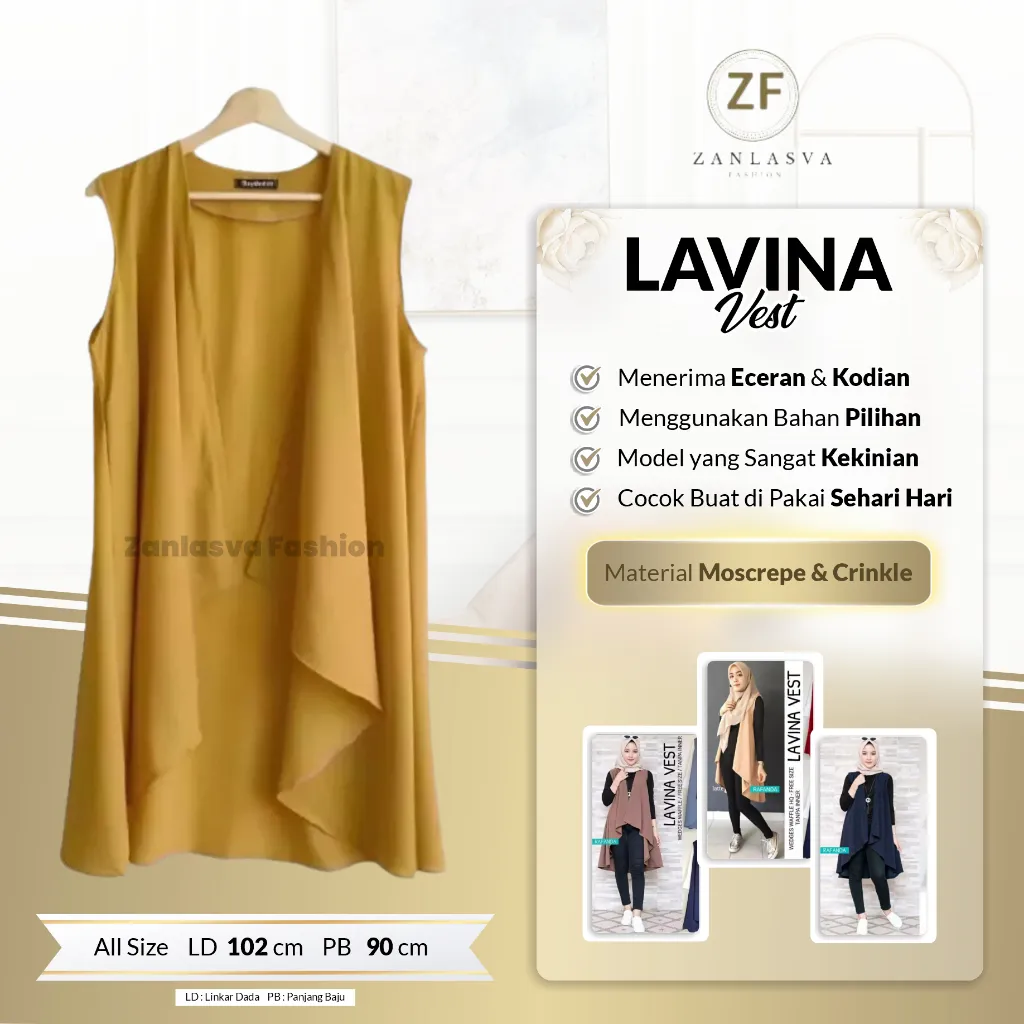 Zanlasva Fashion - Kardigan Tanpa Lengan