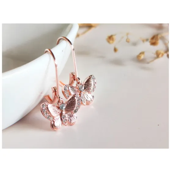 Chrysalis Butterfly series anting / kalung lapis emas kristal premium mewah berkilau her jewellery