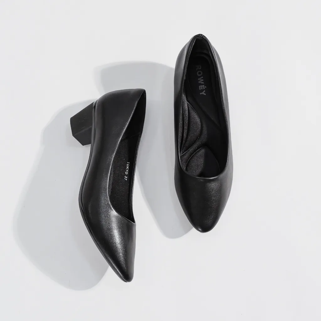 Rowey Sepatu Kerja Wanita Hitam Hak Tahu 5cm Tokyo