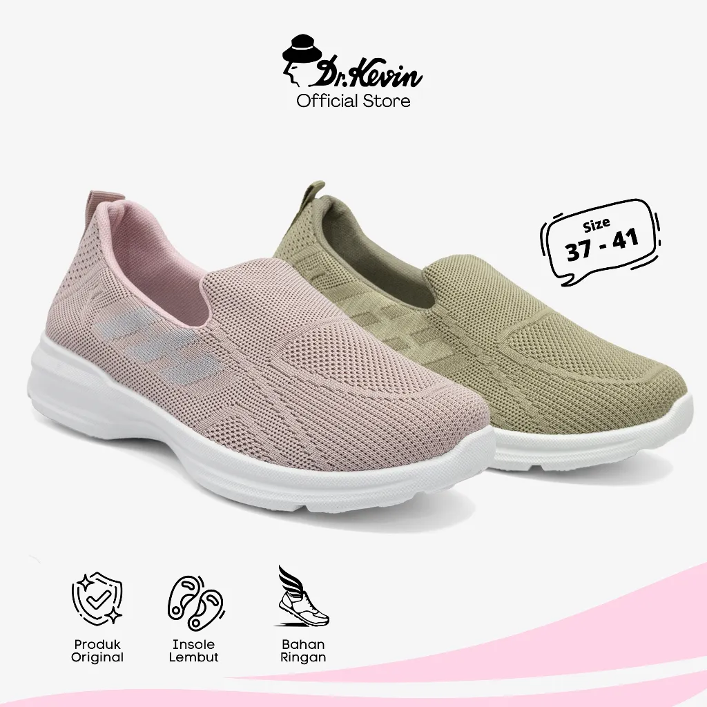 Dr. Kevin Sepatu Olahraga Sport Wanita Sneakers Rajut Slip On 589-082