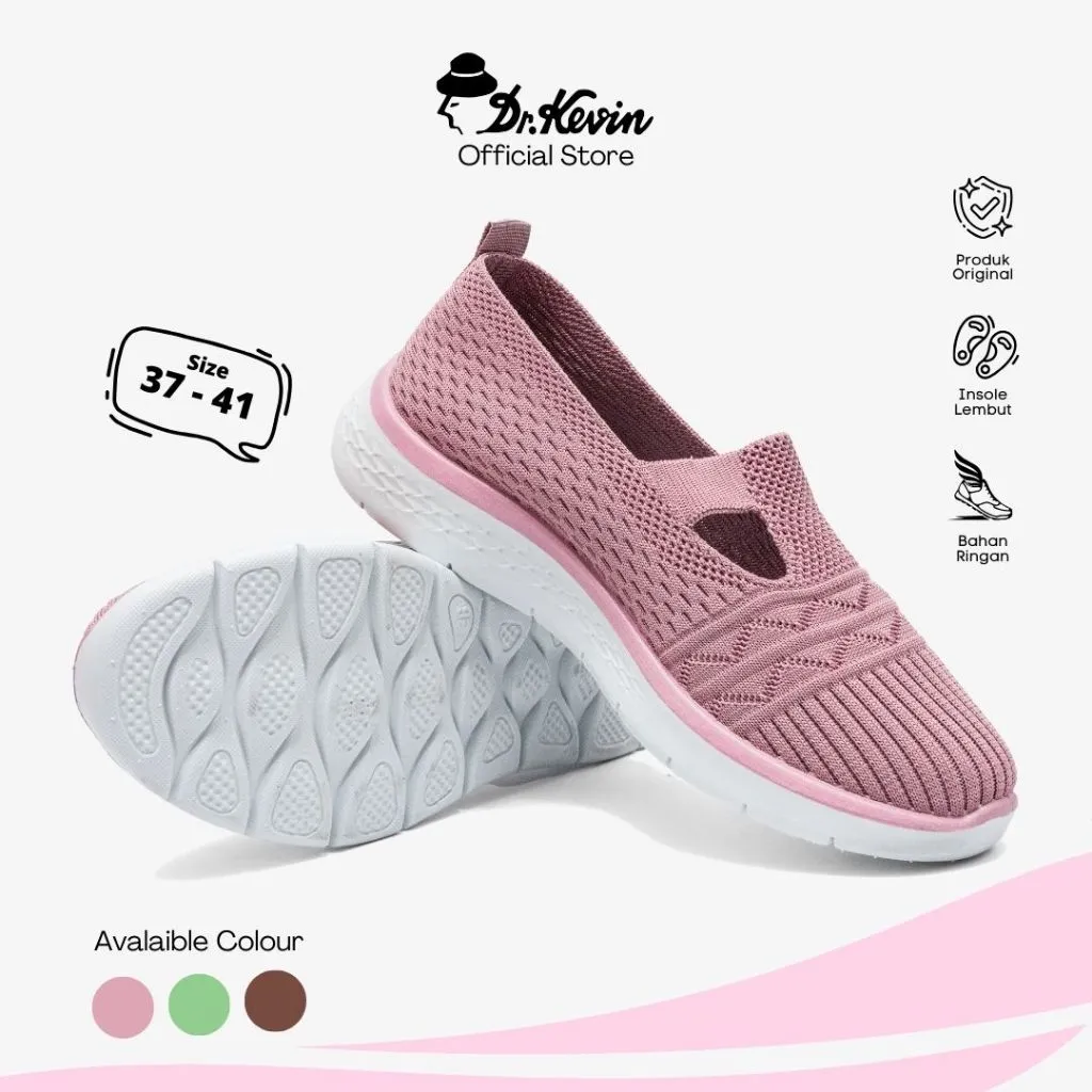 Dr. Kevin Sepatu Olahraga Sport Wanita Sneakers Rajut Slip On 559-003