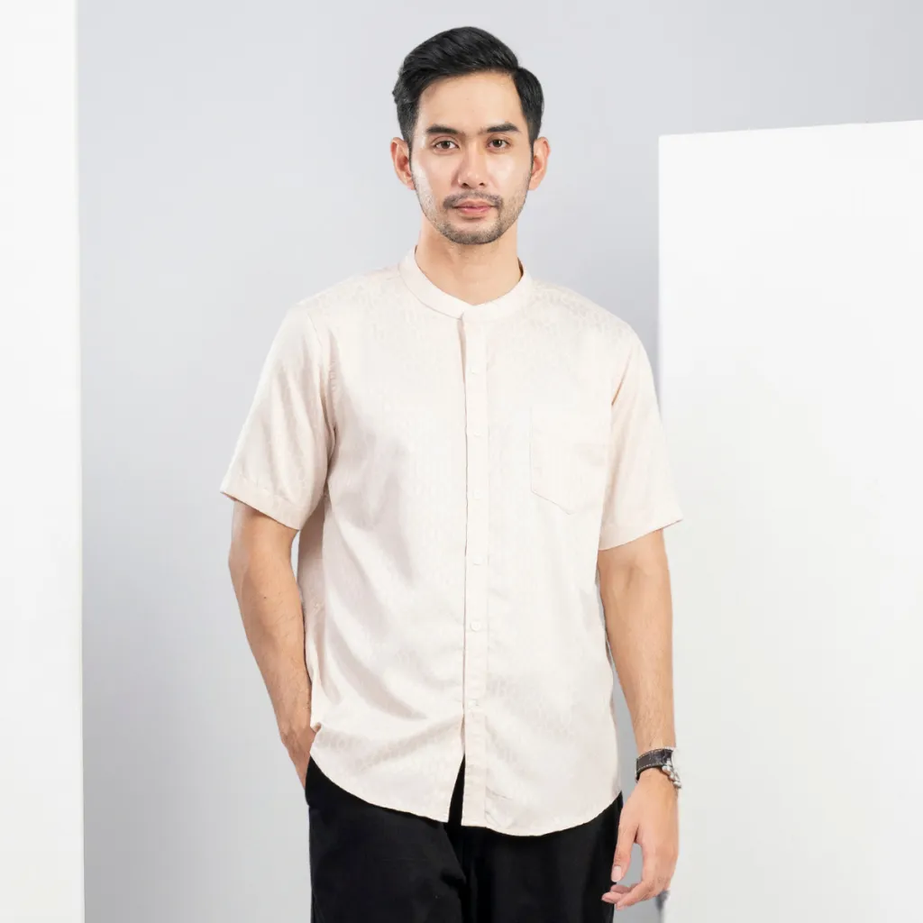 Muslimadani Baju Koko HAKIM Lengan Pendek Kemko Dewasa Exclusive Kemeja Koko Semi Slimfit