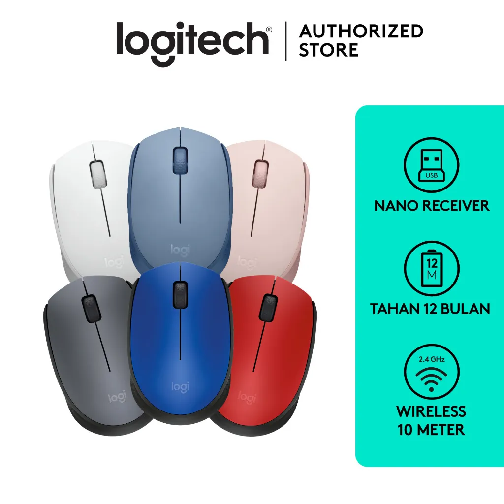 Logitech M171 Mouse Wireless untuk Komputer/ Computer, Laptop Windows, Mac, ChromeOS dilengkapi dengan Baterai