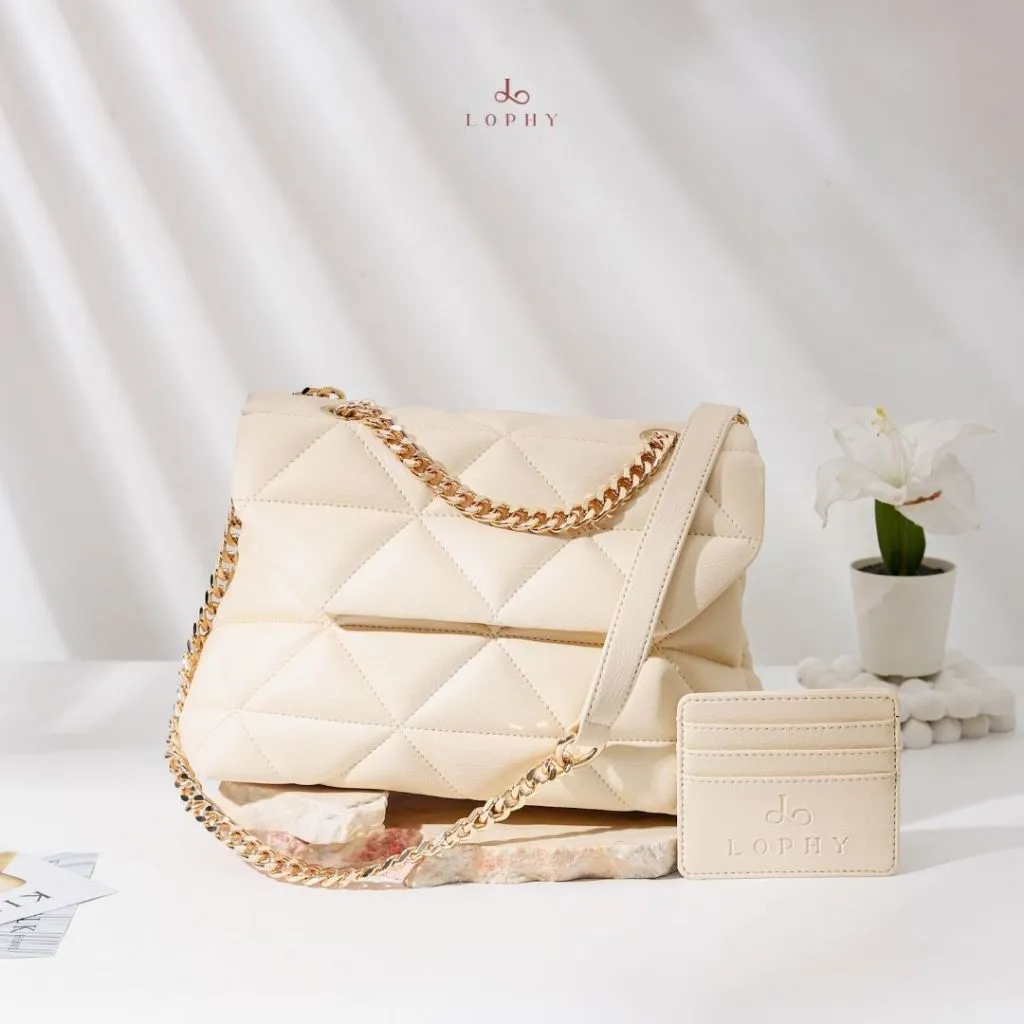 Lophy Bag Tas Wanita Shoulder Bag Sling Bag Tas Bahu Wanita Tas Selempang Wanita Keira Bag in Ivory