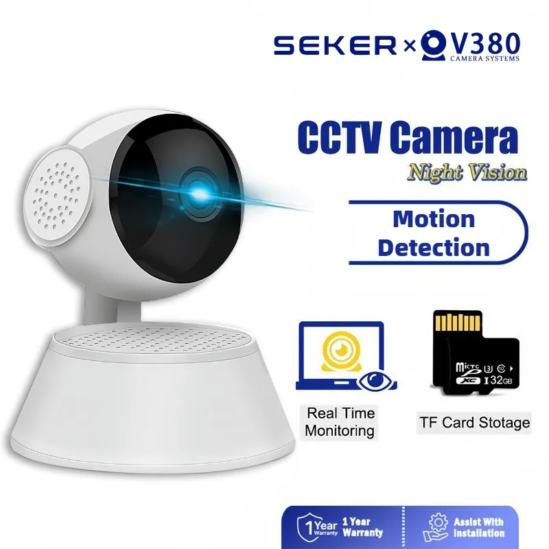 SEKER V380 Pro CCTV Q6 Pro HD Lens 360° PTZ Rotation Human Detection View With Voice Night Vision  Home Security Surveillance