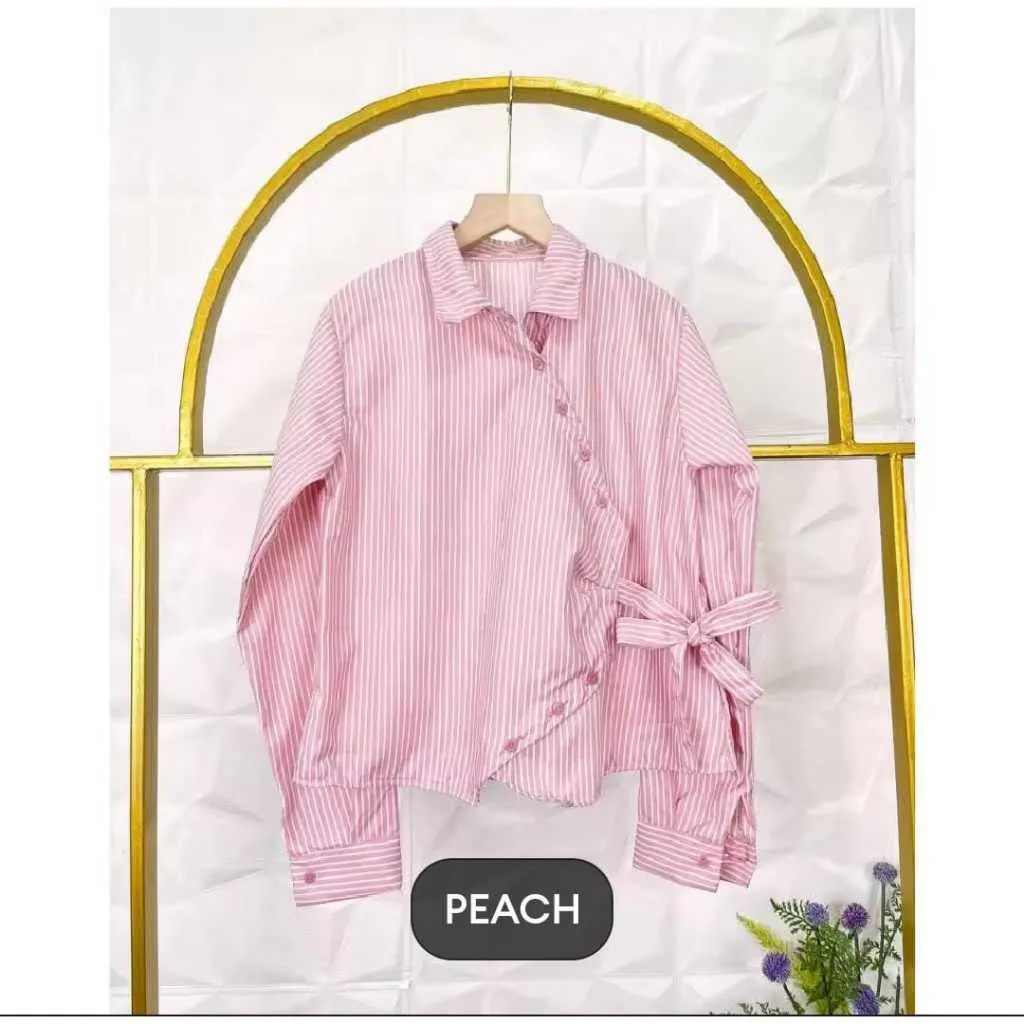 Zanlasva Fashion -Kemeja Salur Lengan Panjang Wanita Kode Terbaru Untuk penampilan Modis