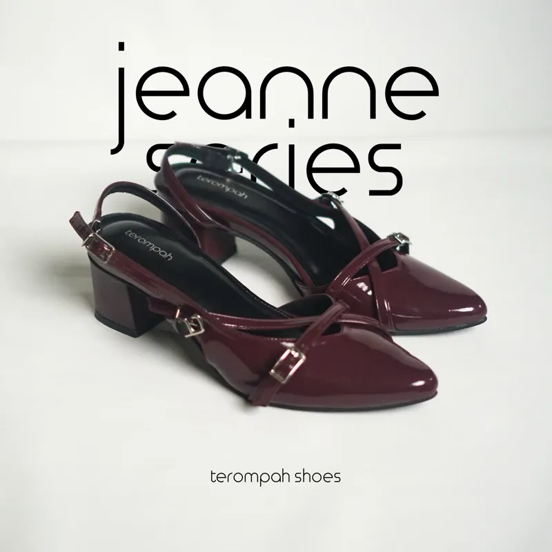 Tarompah Jeanne Burgundy Heels Wanita
