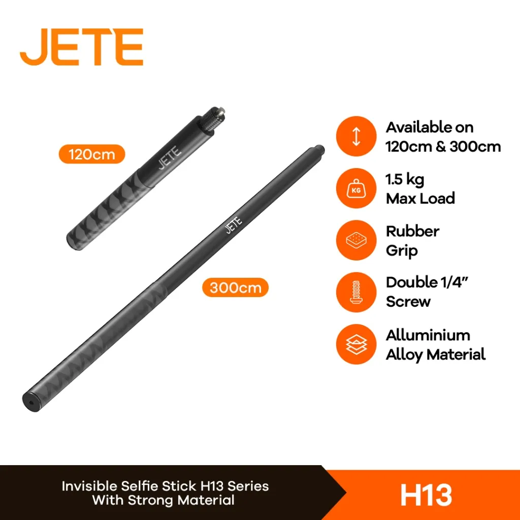 JETE H13 | H13B Invisible Stick for Action Camera Tripod Tongsis