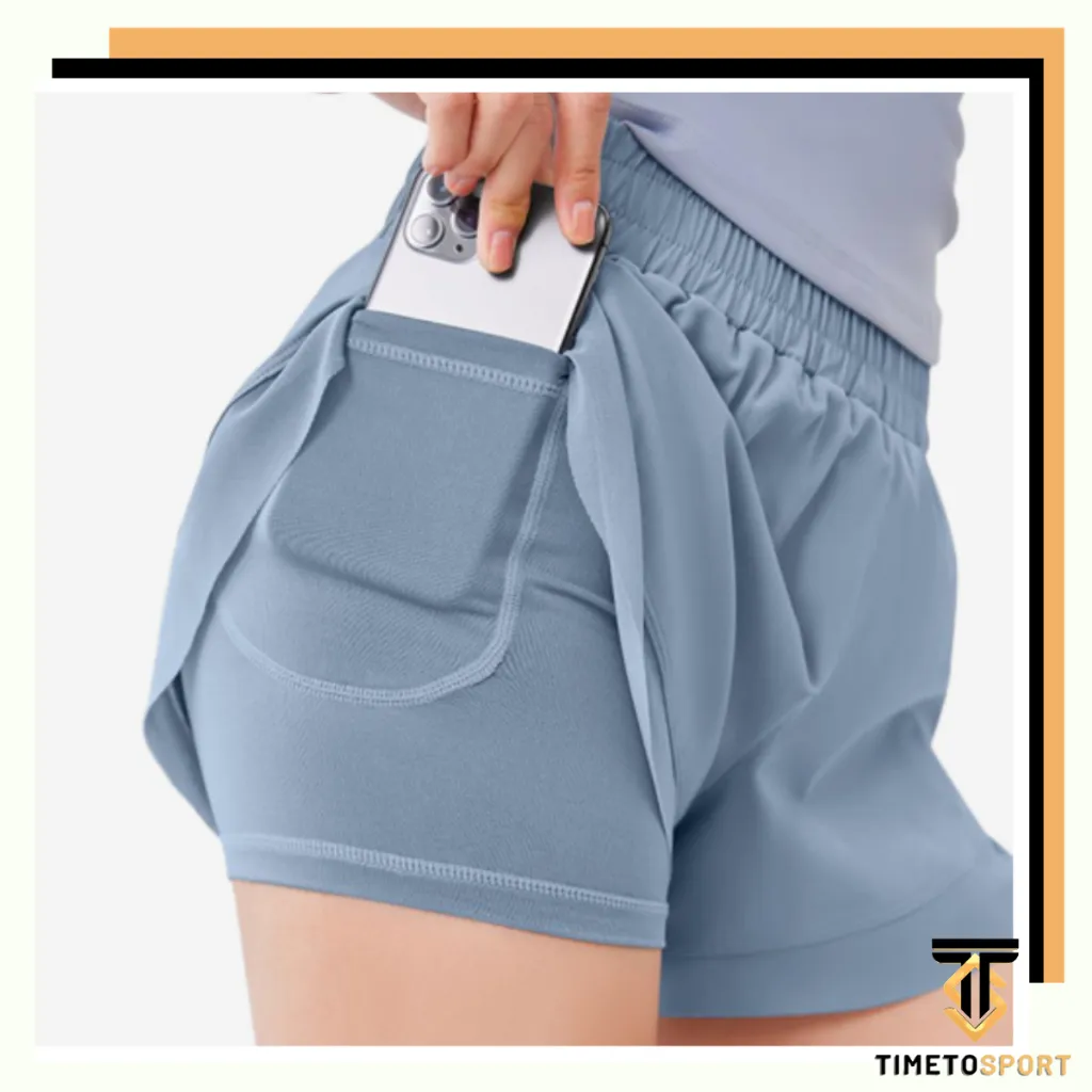 TIMETOSPORT Yoga Celana Pendek Wanita High Waist Polos Gym&Fitness&Yoga&Running Sport 1116