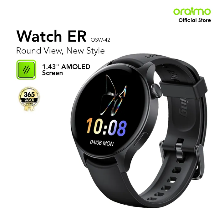 oraimo Watch Layar 1.43" Layar Amoled Jam Tangan Pintar Bluetooth Nirkabel 120+ Mode Olahraga Ip68 Tahan Air Tahan Debu OSW-42 Amoled Android Smartwatch Health Watch Jam Olahraga Sport Pria Tahan Air Screen Wireless Sports Calling Waterproof Dustproof