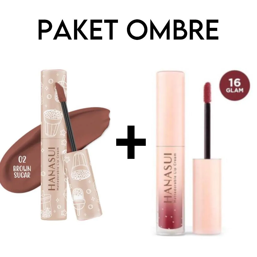 Paket Ombre HANASUI LipCream isi 2 (BROWN SUGAR + GLAM)