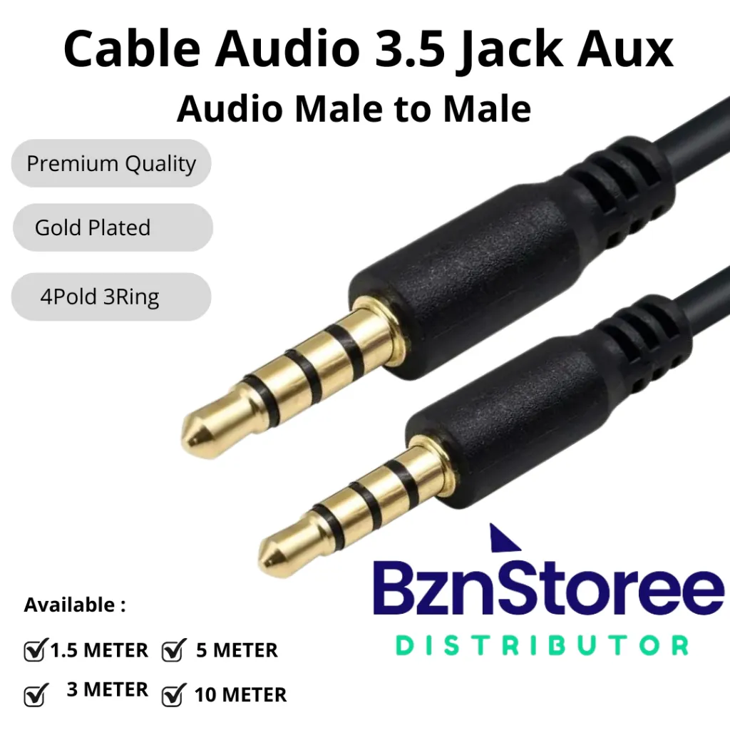 Kabel Aux Audio TRRS 3.5mm To 3.5mm 4 Pole Male to Male Stereo Hifi untuk Mic /Kabel Audio Jack Aux 3.5mm Stereo Hi-Fi Braided/ Kabel Aux Jack 3.5mm Male to Jack 3.5mm Male