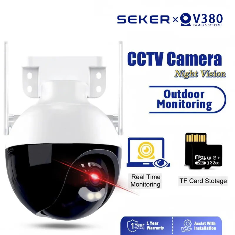 SEKER V380 Pro CCTV Outdoor WiFi Jarak Jauh Lewat HP Humanoid Auto Tracking Smart Night Vision Alarm Camera
