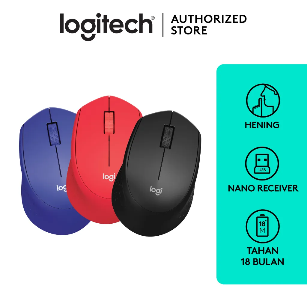 Logitech M331 Mouse Wireless Silent Click dilengkapi dengan Baterai