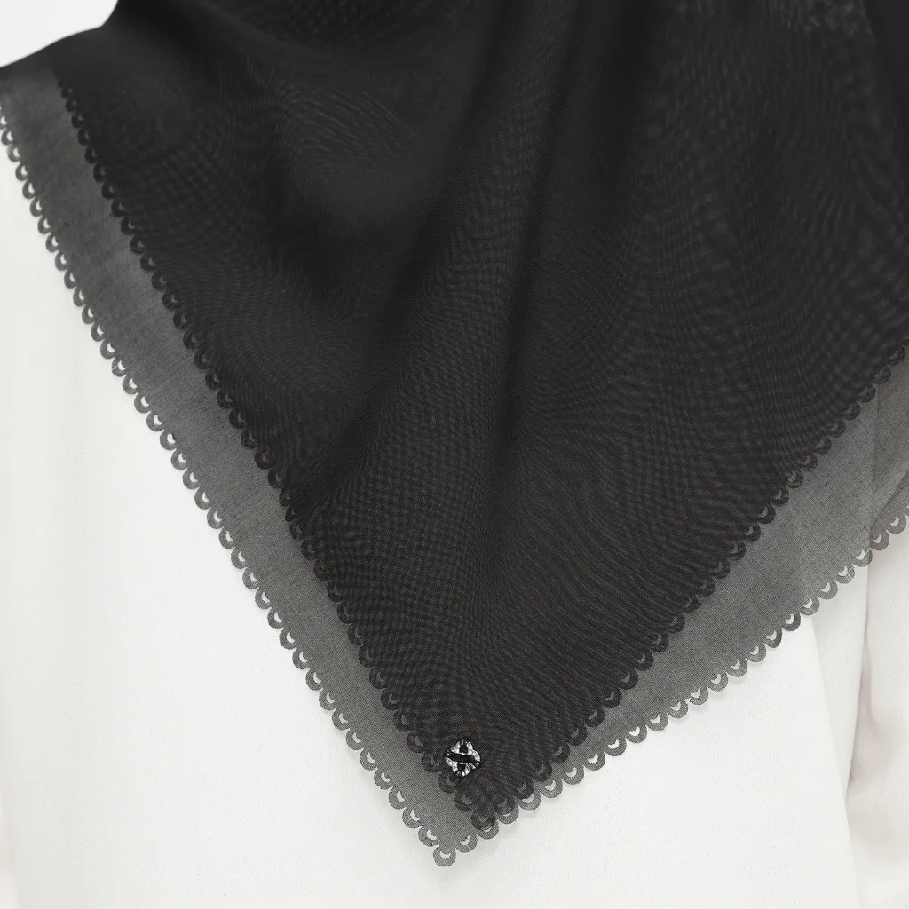 Hijab Jilbab Paris Japan Original Hitam Lasercut