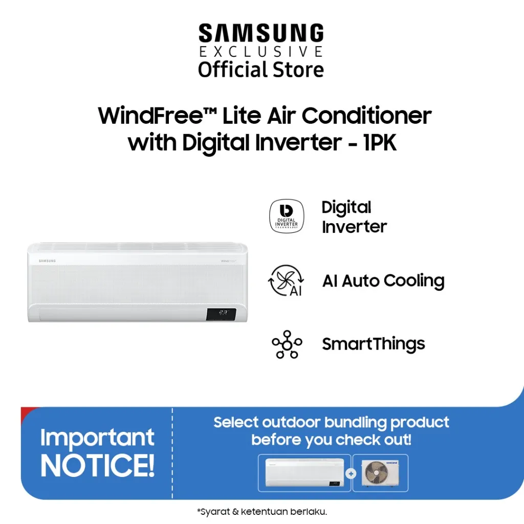 Samsung Windfree Lite 1 PK Air Conditioner | AC AI | Digital Inverter | Easy Filter | AR10CYFAAWKNSE