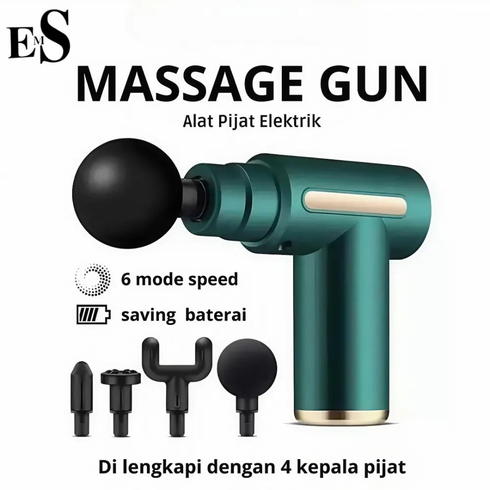 EMS MG Alat Pijat Elektrik / Massage gun dengan 4 Mata Pijat