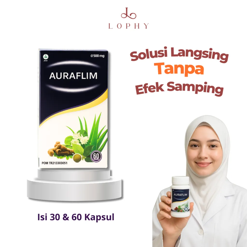Lophy Auraflim Pencerah Kulit Pelangsing Peluntur Penghilang Lemak Atasi Rambut Rontok Lambung Aman