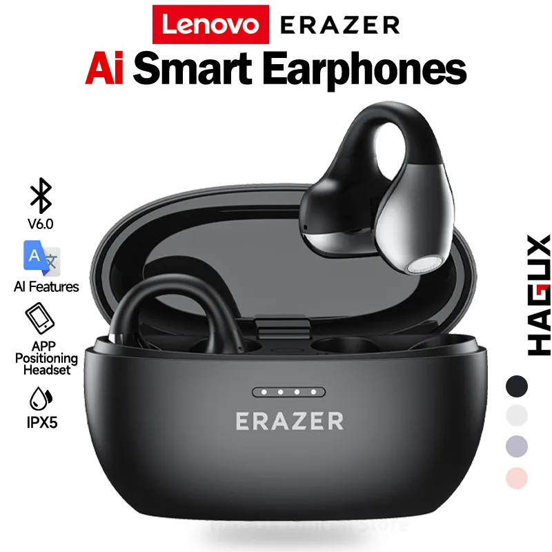 Lenovo ERAZER XF39 Headset terjemahan AI True Wireless Headset Bluetooth V6.0 TWS Ear Clip Earphone Bone Conduction headset olahraga IPX5 HIFI