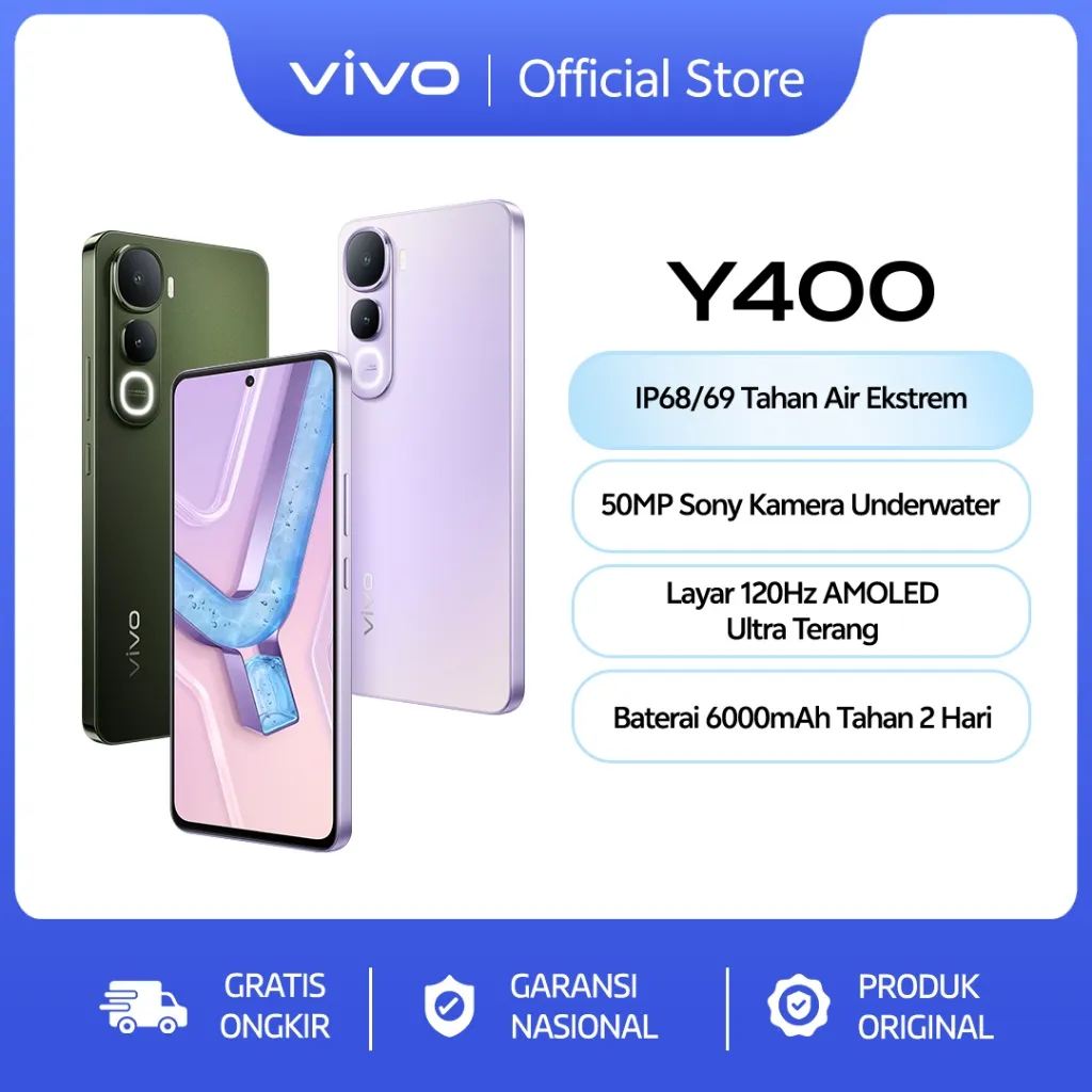 [NEW LAUNCH] vivo Y400 - AMOLED 120Hz Ultra Terang, IP68/69 Tahan Air Ekstrem, 50MP Sony Kamera Underwater, 6000mAh Tahan 2 Hari