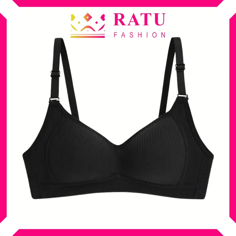 Ratufashion Bra motif garis lurus Push Up Style Senam Zumba Yoga Pakaian Dalam Wanita