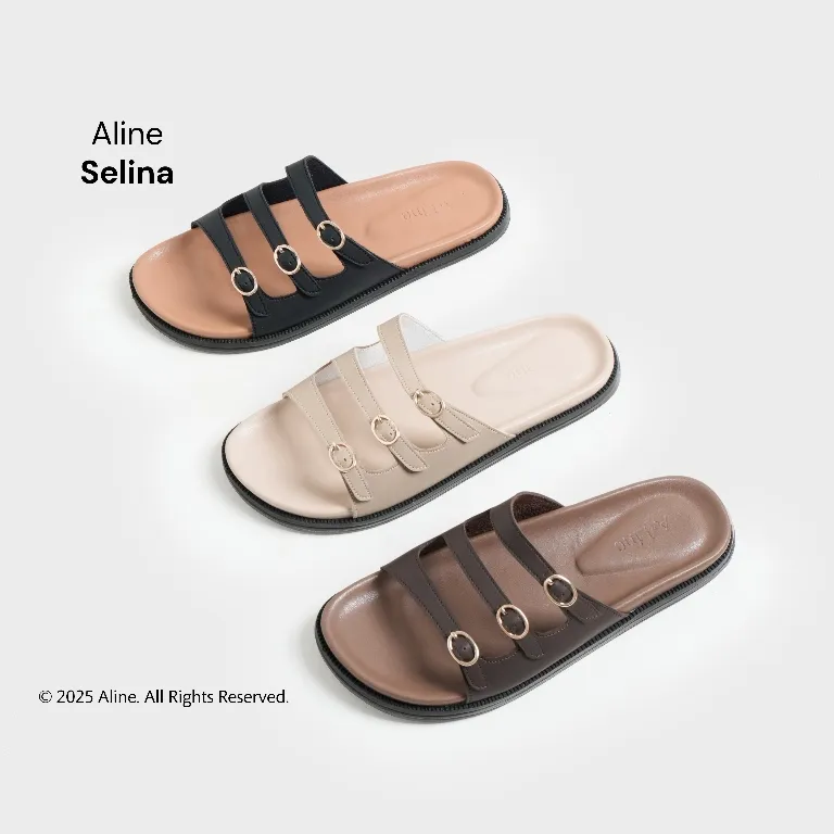 ALINE Selina Sendal Slip On Birken Tali Tiga Casual Wanita