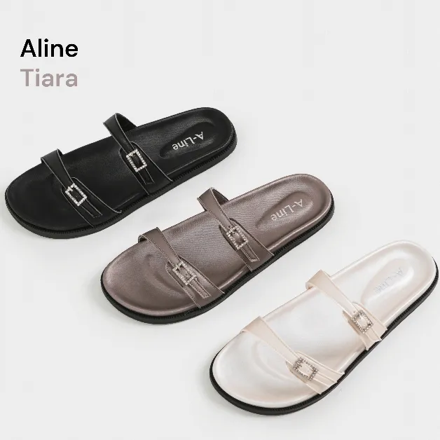 ALINE Tiara Sendal Slop Birken Flat Shoes Wanita Kekinian