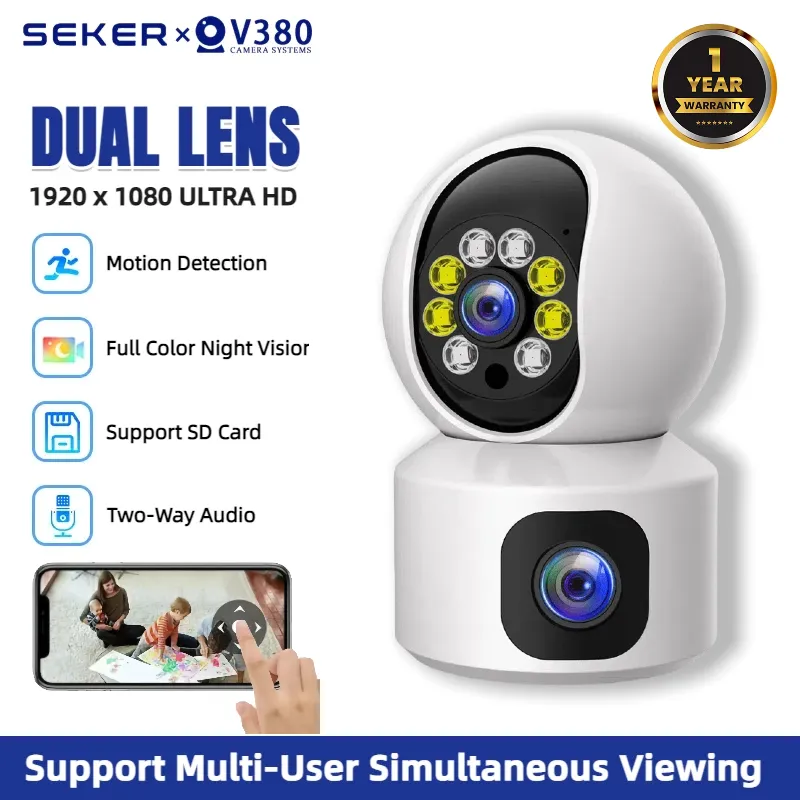 V380 Pro Dual Lens CCTV Full HD Wifi Jarak Jauh Two Way Audio PTZ View Smart Security Kamera