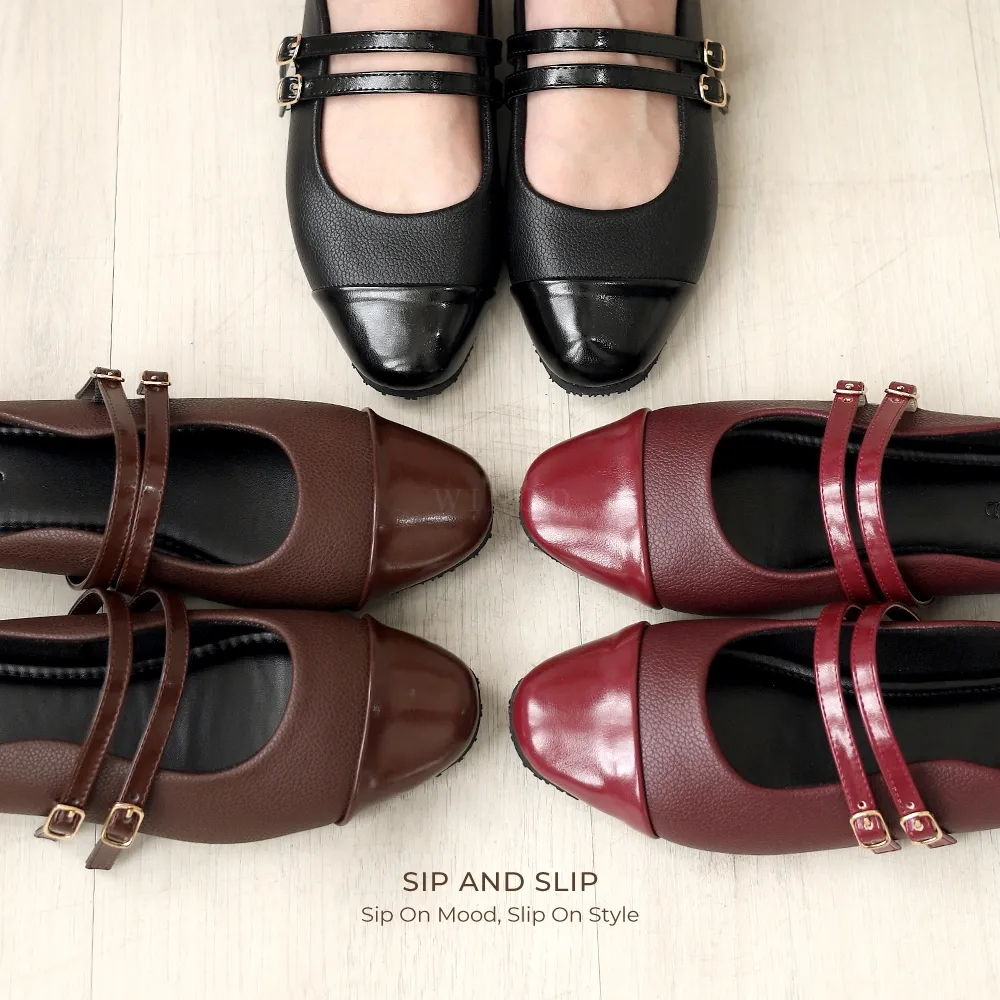 WINOD Nesca Sepatu Sandal Flatshoes Wanita Slip On Casual Look Mules