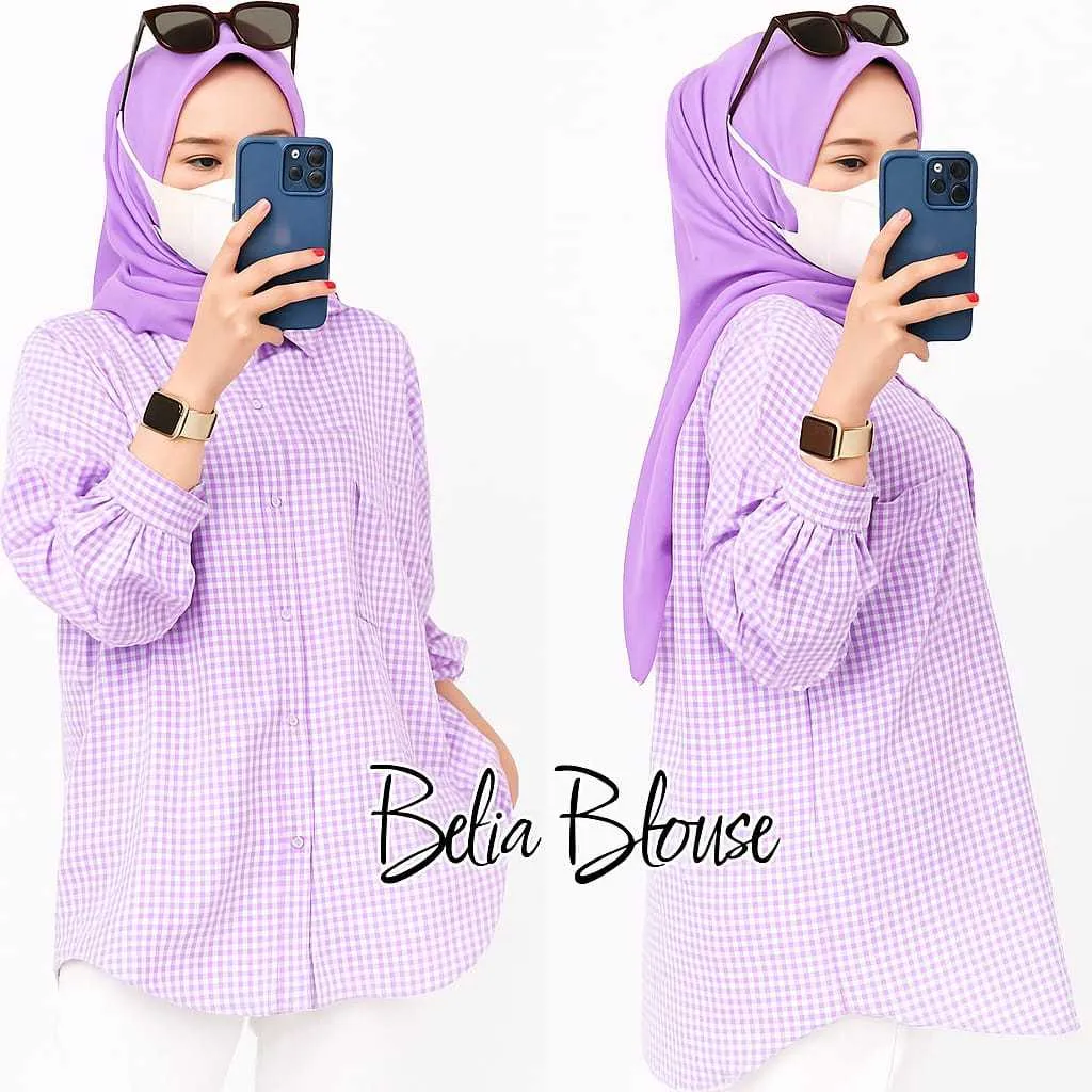 Zanlasva Fashion- Belia Blouse Kemeja Wanita Kekinian Dengan Desain Kotak Kotak Modern Dan Terbaru
