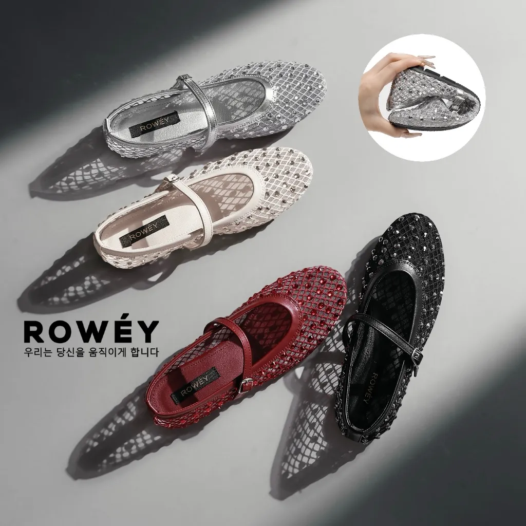 Rowey Sepatu Flat Shoes Wanita Sepatu Balet Mary Jane Mewah Feby