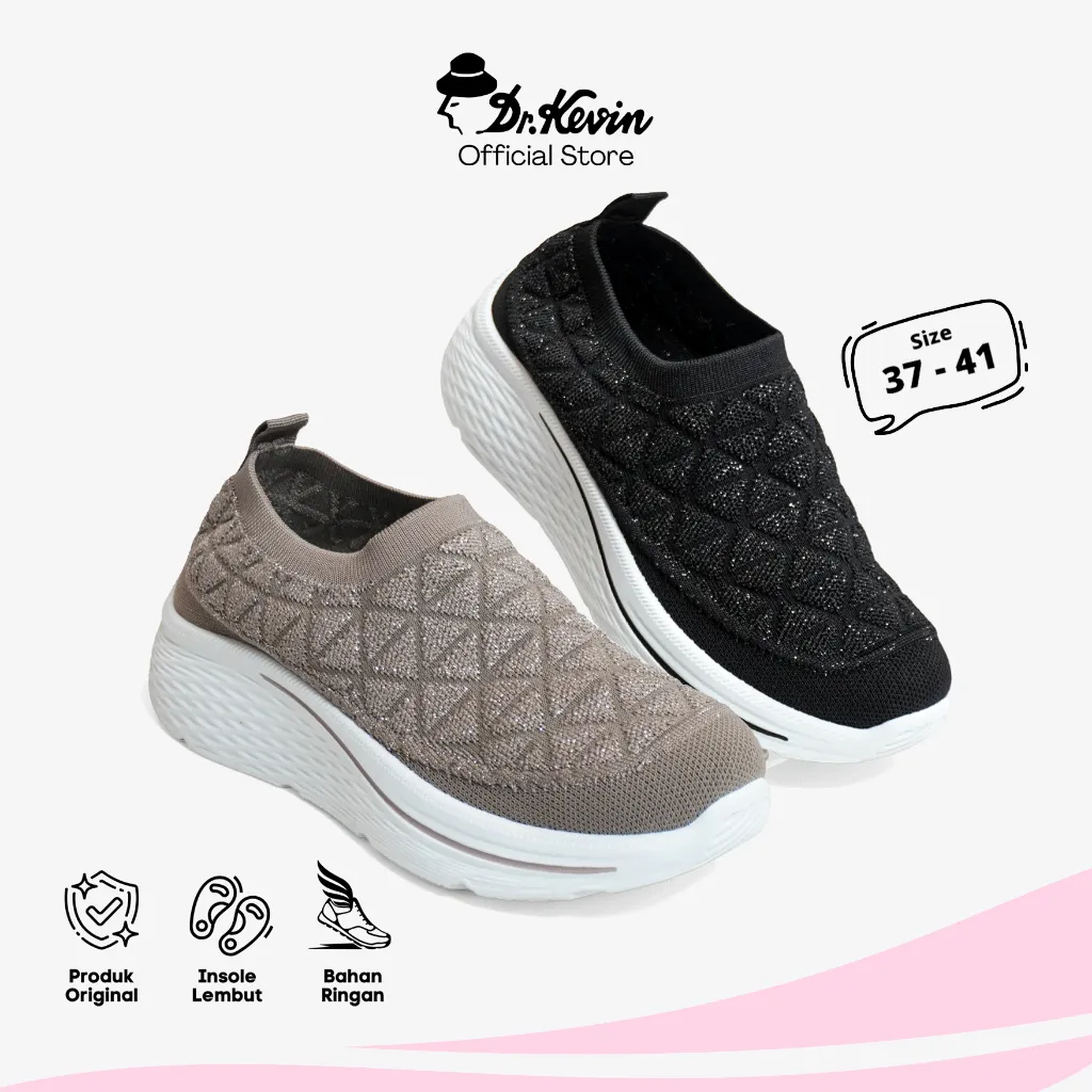 Dr. Kevin Sepatu Olahraga Sport Wanita Sneakers Rajut Sepatu Sekolah Slip On 589-106