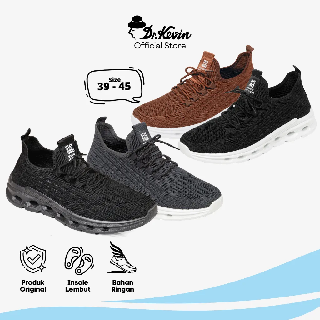 Dr. Kevin Sepatu Sport Pria Men Sneakers Sekolah Flyknit Tali 889-067