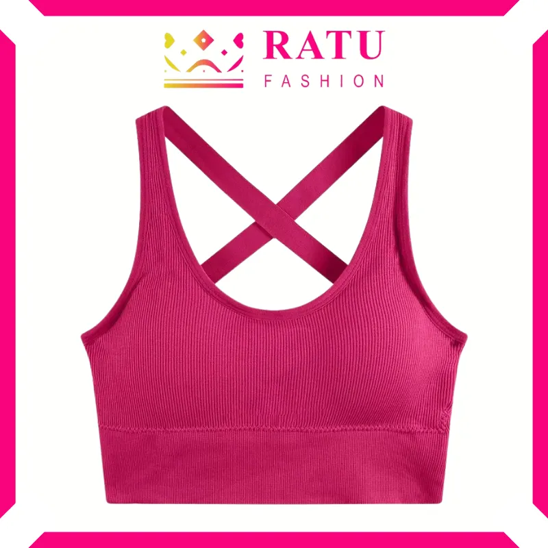 Ratu Fashion Sport Bra Olahraga Tali Silang Belakang Fashion Wanita Tanpa Kawat BR1010