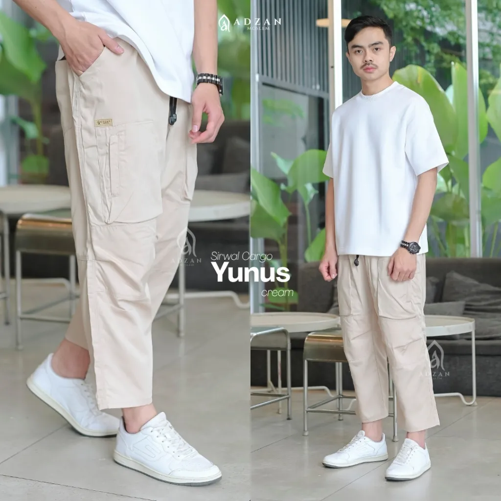 Adzan Moslem - Celana Sirwal Cargo Yunus Cream