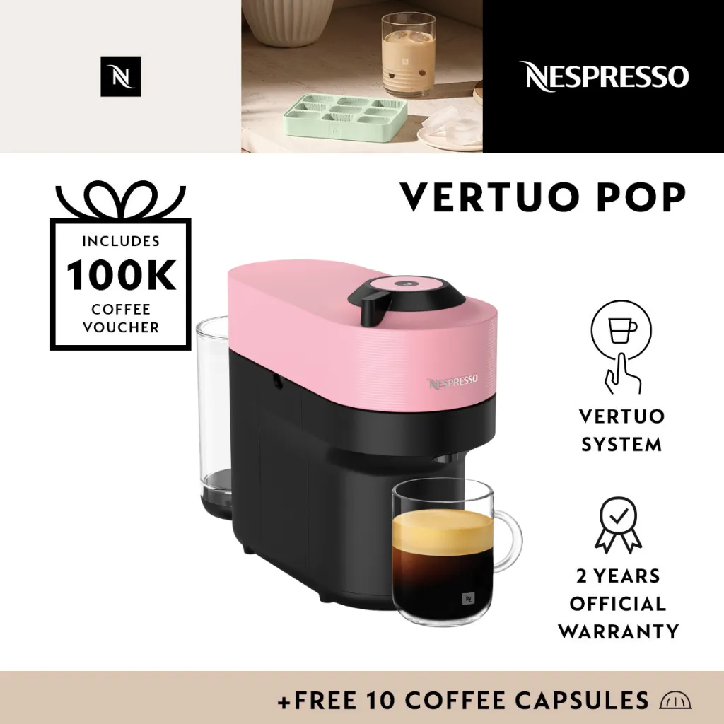 Nespresso Vertuo Pop Coffee Machine, Candy Pink (Mesin Kopi)